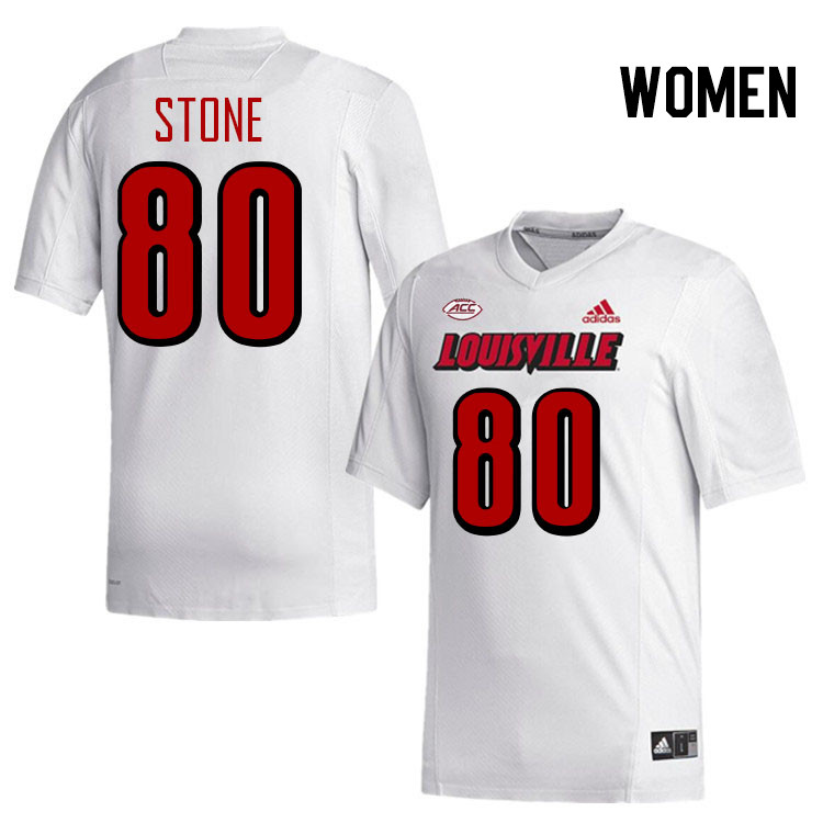 Women #80 JoJo Stone Louisville Cardinals College Football Jerseys Stitched-White